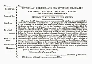 Hornsey Prints: Truant School Licence Form