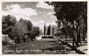 Truckee River and Riverside Hotel, Reno, Nevada, USA