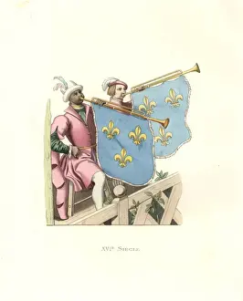 Fleur Prints: Trumpeters at a tournament, reign of Francis I of France