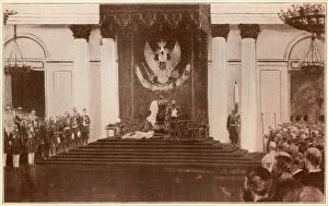 Nicolas Collection: Tsar Nicholas II reading the Opening Decree to the Duma