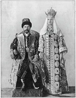 17th Century Prints: Tsar - Nicholas II of Russia (1868 - 1918) and Tsaritsa - Alexandra Feodorovna (1872 - 1918)