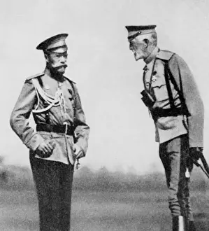 Tsar Nicholas II of Russia with Grand Duke, WW1