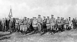 Nikolai Collection: Tsar Nicholas II of Russia with troops, WW1