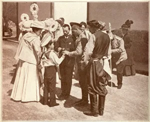 Tuberculosis Collection: Tsarevich of Russia sells daisies to aid TB patients