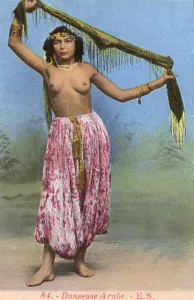 Voluminous Prints: Tunisian - Exotic Topless Dancer with scarf