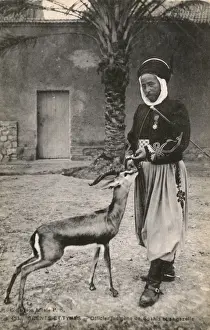 Gazelle Prints: Tunisian Spahi Officer with his pet Gazelle