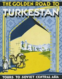 Packs Gallery: Turkestan - Camel Trader passes below an archway