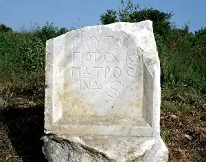 Tombstone Prints: Turkey. Anatolia. Greek inscription. Marble stele
