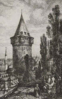 Romanesque Collection: Turkey. Constantinople. Galata Tower