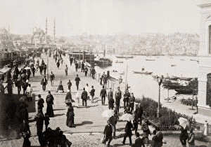 Conveyance Gallery: Turkey, Constantinople, Istanbul - pedestrians Galata Bridge