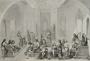 Cleanliness Collection: Turkey. Turkish baths for women. Engraving, 19th century