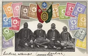 Venerable Prints: Turkey - Venerable Turks surrounded by postage stamps