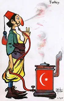 Foolish Prints: Turkish Archytype smoking a pipe conected to a stove