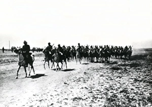 Turkish cavalry in action in Gaza, WW1