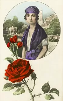 Haggia Collection: Turkish girl and red rose - Istanbul