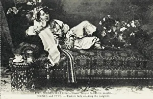 Turkey Gallery: Turkish Lady on a settee smoking
