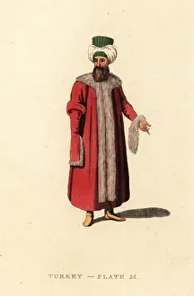 Regency Era Prints: Turkish man in pelise or pelisse coat