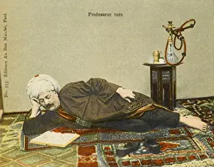 Reclines Prints: Turkish Professor reading a text