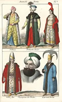 Ethnography Prints: Turkish sultan, sultana, Chief Black Eunuch and harem guard