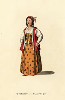 Harem Prints: Turkish woman of the Harem, in Pera, Constantinople