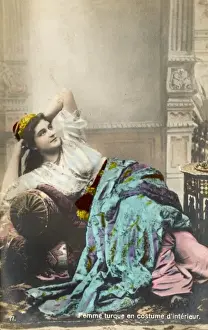 Reclines Prints: Turkish Woman in her interior house clothing