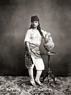 Ethnicity Prints: Turkish woman with ornate stockings, Turkey, c. 1880 s