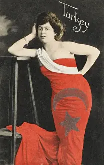 Turkish Woman wearing the Turkish flag