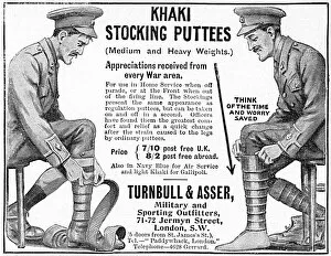 Asser Collection: Turnbull & Asser khaki puttees advertisement