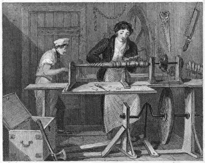 Manufacture Prints: Turning Wood on a Lathe