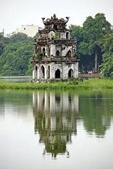 Turtle Prints: The Turtle Tower in Hoan Kiem Lake in Hanoi, Vietnam