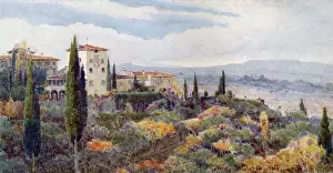Mountainous Prints: Tuscan Villa, Tuscany, Italy