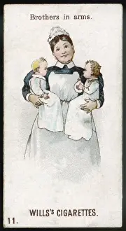 Twin babies with their nanny