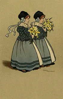 Daffodils Prints: Twin girls in Tudor costume