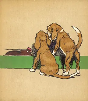 Snip Prints: Twin puppies with hen