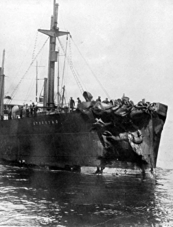 Andersen Gallery: The twisted bow of the Storstad, after the collison with the