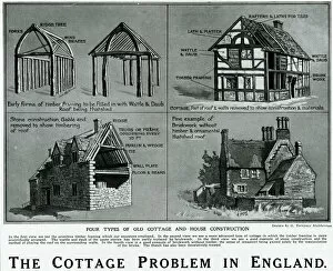 Four types of old cottage and house construction
