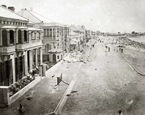 Typhoon damage along the Bund, Kobe, Japan, 1876