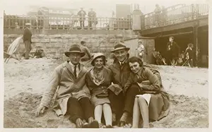 Pairs Prints: Typical British Summer - Wrapped up warm on the beach