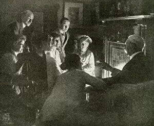 Calm Gallery: Typical English family gathered around the fireside