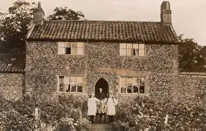 Anglian Prints: Typical Flint and brick house - North Norfolk