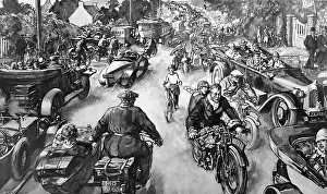 Concern Prints: Typical Sunday scene on a country road 1925: The Growing dan