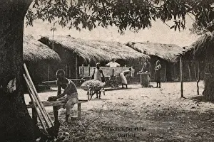 Adults Prints: Typical village scene, Tanganyika, German East Africa