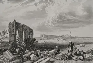 Aubert Prints: Tyre (currently in Lebanese territory). Engraving by Aubert