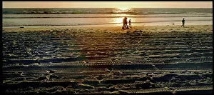 Tyre marks on Santa Monica beach, California, USA