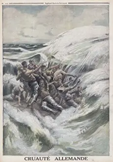 Atrocities Prints: U-Boat Drowns Survivors