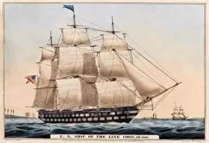 War Ships Prints: U. S. Ship of the Line Ohio, 104 Guns