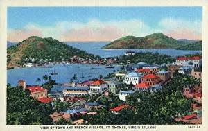 Caribbean Prints: U. S. Virgin Islands - St. Thomas - Town and French Village