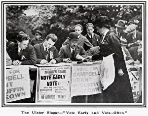 The Ulster Slogan - Vote Early and Vote Often - woman voting