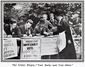 The Ulster Slogan - Vote Early and Vote Often - woman voting The Ulster Slogan - Vote Early and Vote Often - woman voting