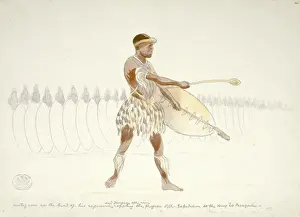 John Thomas Baines Prints: Umtigaan at the head of his regiment